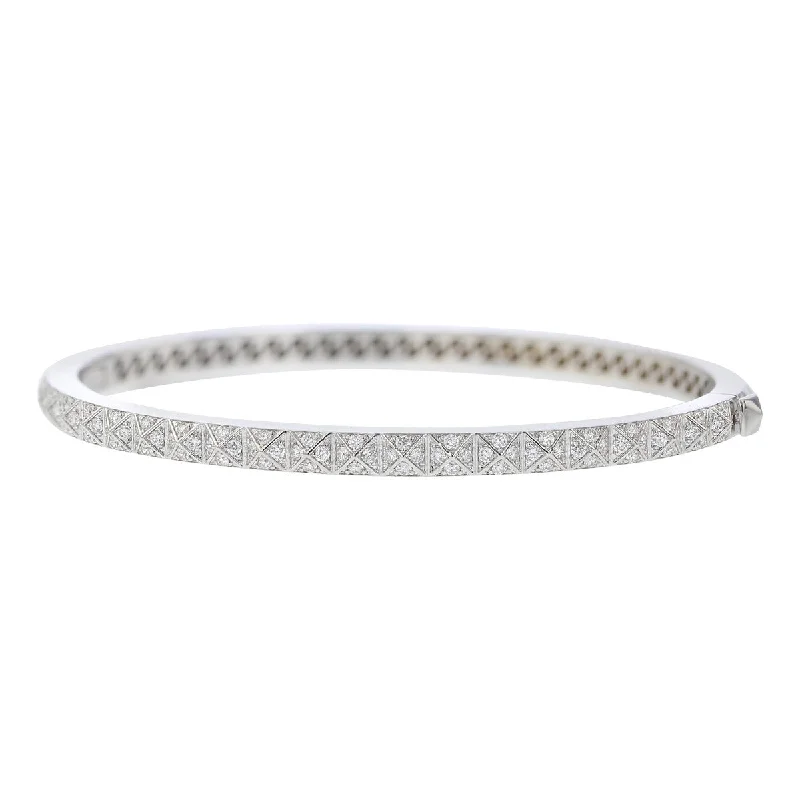 ladies-custom-multi-strand-bracelets-Rock and Diamonds Diamond Bangle Bracelet in White Gold