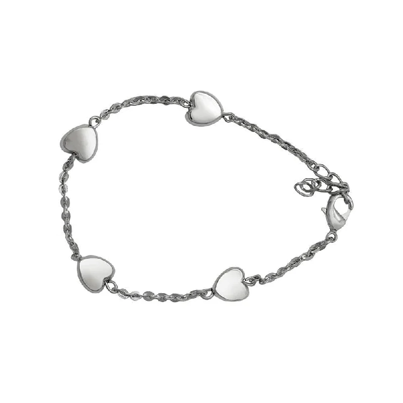 ladies-minimalist-leather-wrap-bracelets-Mahi Valentine Crystal True Heart Rhodium Plated Bracelet For Women