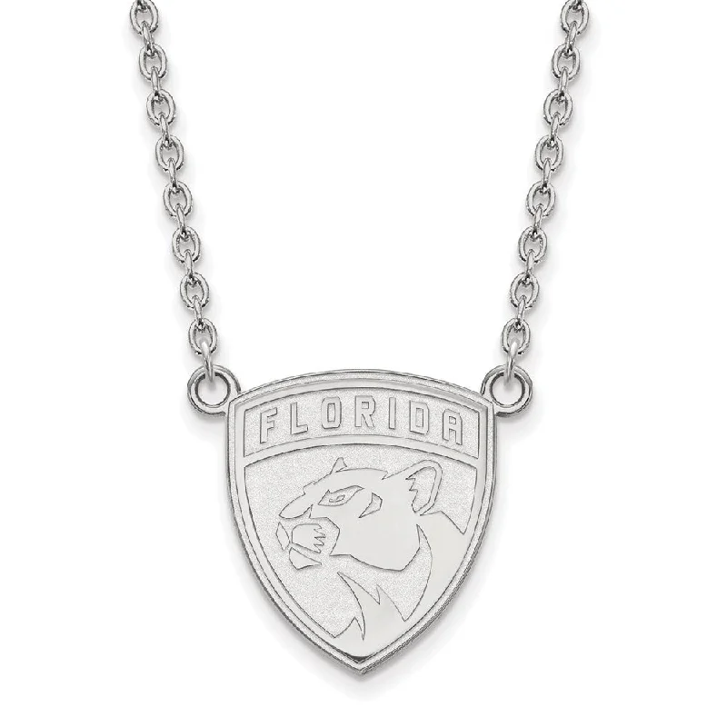 ladies-delicate-y-drop-necklaces-10k White Gold NHL Florida Panthers Large Necklace, 18 Inch