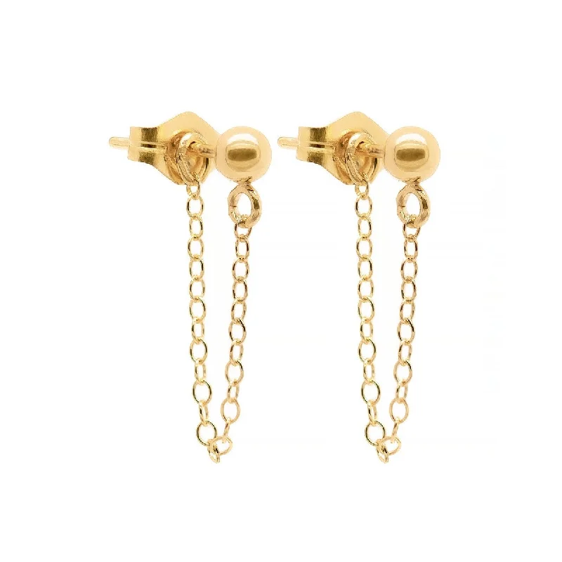 Ladies earrings slim elegance -Ball Chain Huggie Earrings