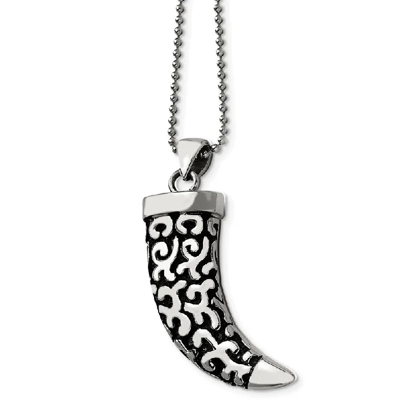 ladies-trendy-box-chain-necklaces-Stainless Steel Antiqued Fancy Claw Necklace 24 Inch