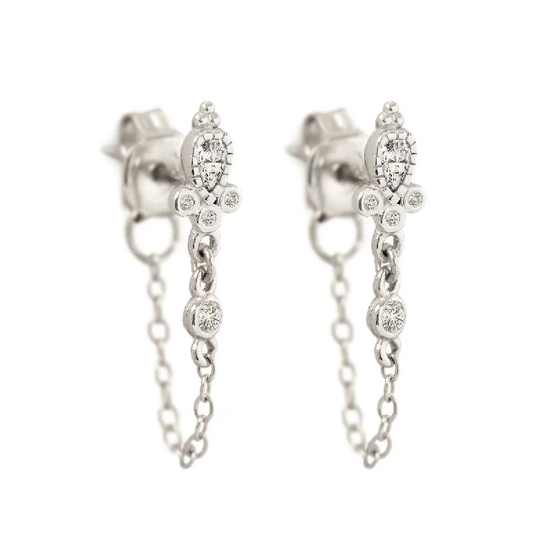 Ladies earrings sculpted shine -Deco Chain Earrings