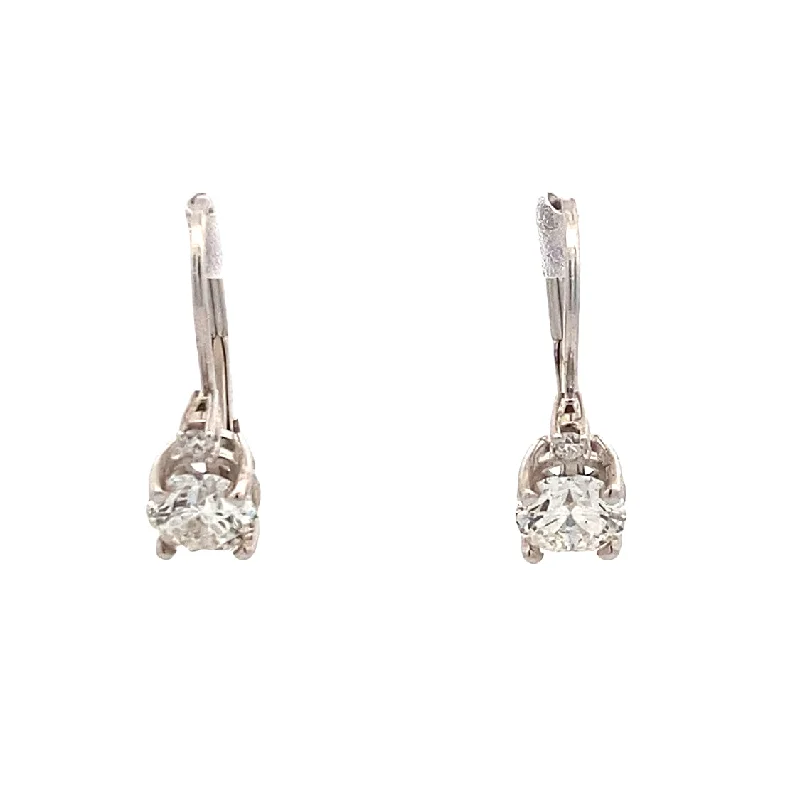 Ladies earrings with ruby opal -Diamond Drop Earrings in White Gold by B&C