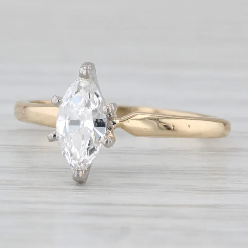 Ladies wedding rings subtle brilliance -0.49ct Marquise Diamond Solitaire Engagement Ring 18k Gold Platinum Size 5.25