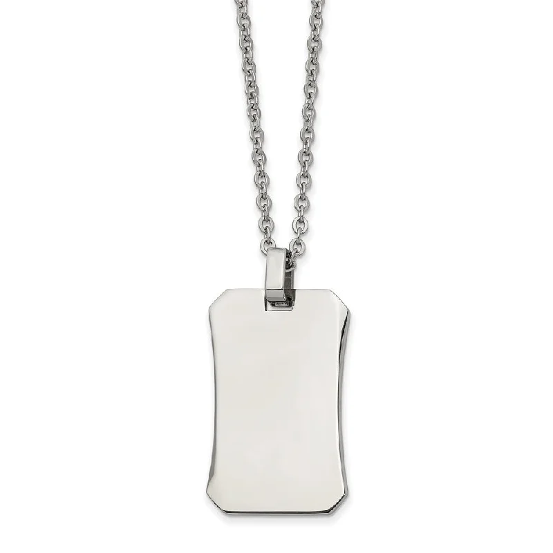 ladies-infinity-bar-pendant-necklaces-Stainless Steel Polished Octagonal Dog Tag Necklace, 22 Inch