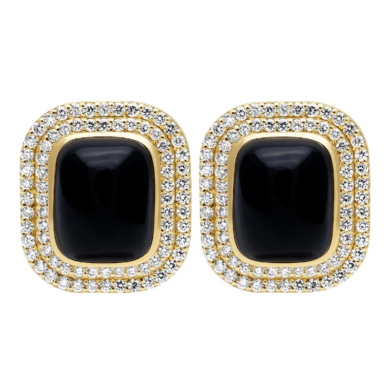 Ladies earrings for fashion vibes -Earrings - Black Onyx And Diamond