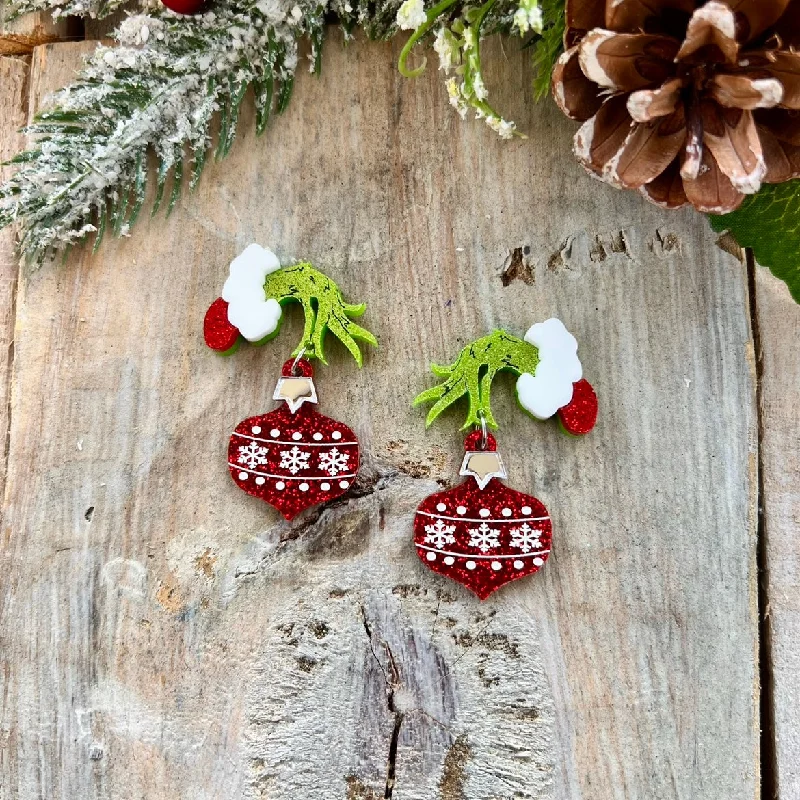 Ladies earrings with acrylic charms -Ornament Earrings