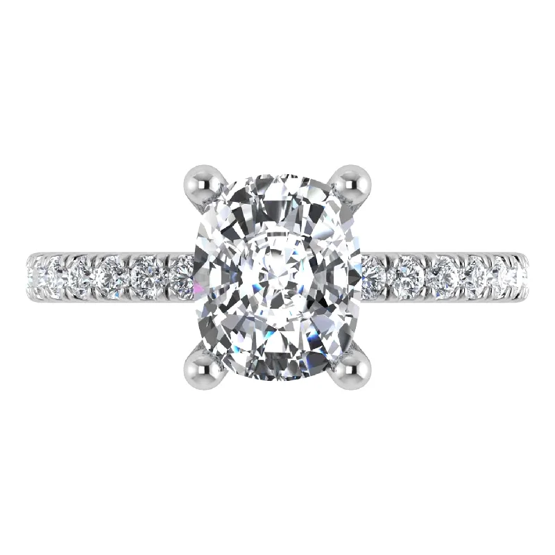 14K White Gold Labgrown Diamond 5 1/2 Ct.Tw. IGI Certified Elongated Cushion Engagement Ring (Center 5CT)