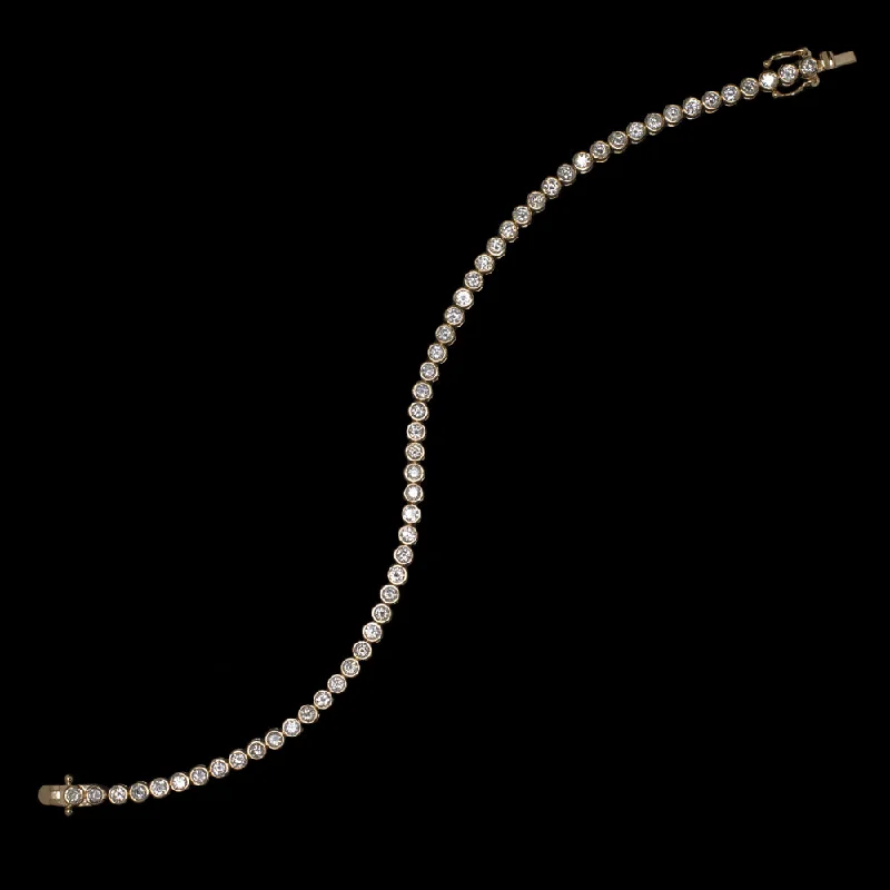 ladies-crystal-gold-bracelets-3ct DIAMOND TENNIS BRACELET 14k YELLOW GOLD BEZEL CLASSIC ROUND BRILLIANT CUT