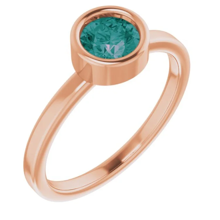 14K Rose 5.5 mm Lab-Grown Alexandrite Ring