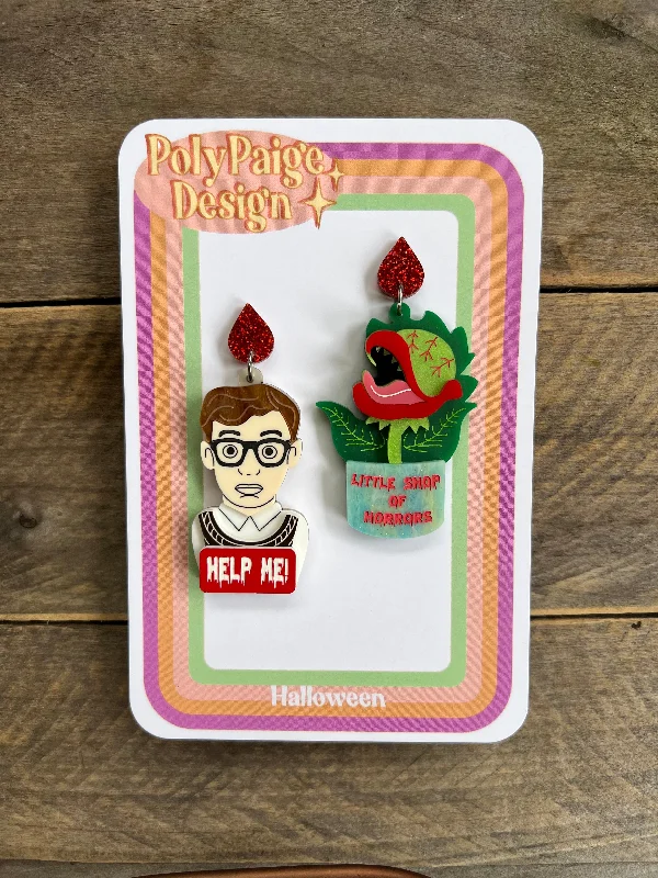 Ladies earrings for caring moms -Lil Shop of Horror Earrings