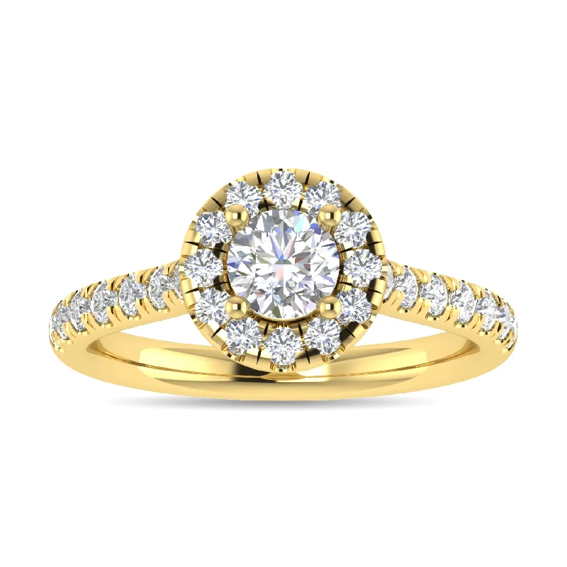 Ladies wedding rings for maker love -Diamond 1 Ct.Tw. Round Shape Engagement Ring in 14K Yellow Gold