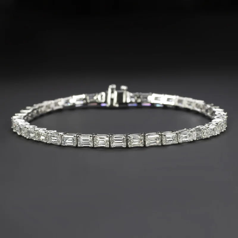 ladies-sterling-silver-wraparound-bracelets-LAB CREATED DIAMOND TENNIS BRACELET EMERALD CUT 8ct CLASSIC 14k WHITE GOLD