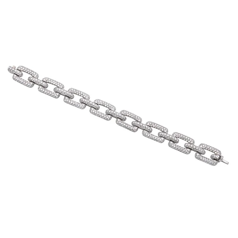 ladies-wraparound-pearl-bracelets-Estate Diamond and 18k White Gold Link Bracelet