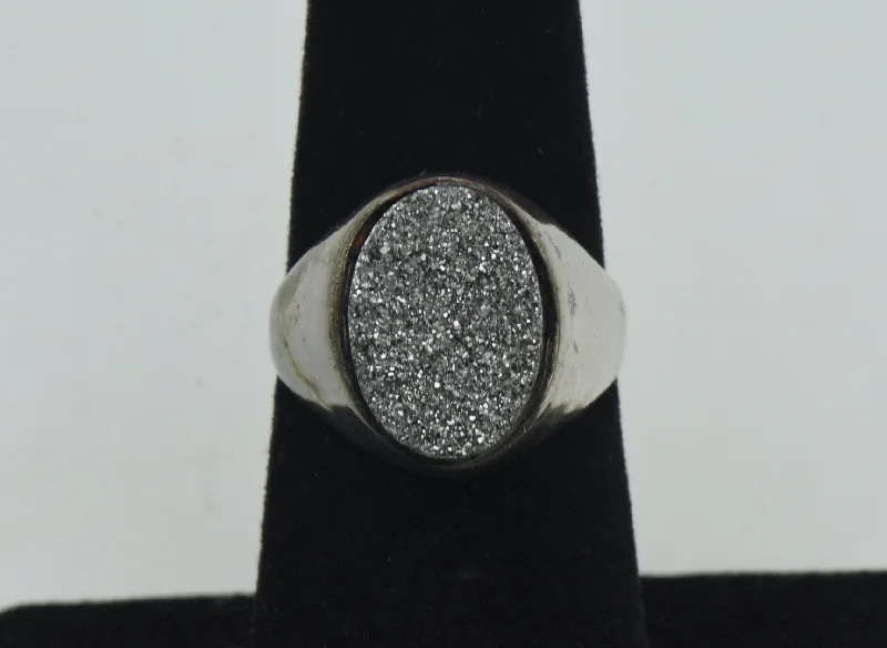 Ladies rings with blaze shine -Vintage Sterling Silver Druze Ring - Size 6.25