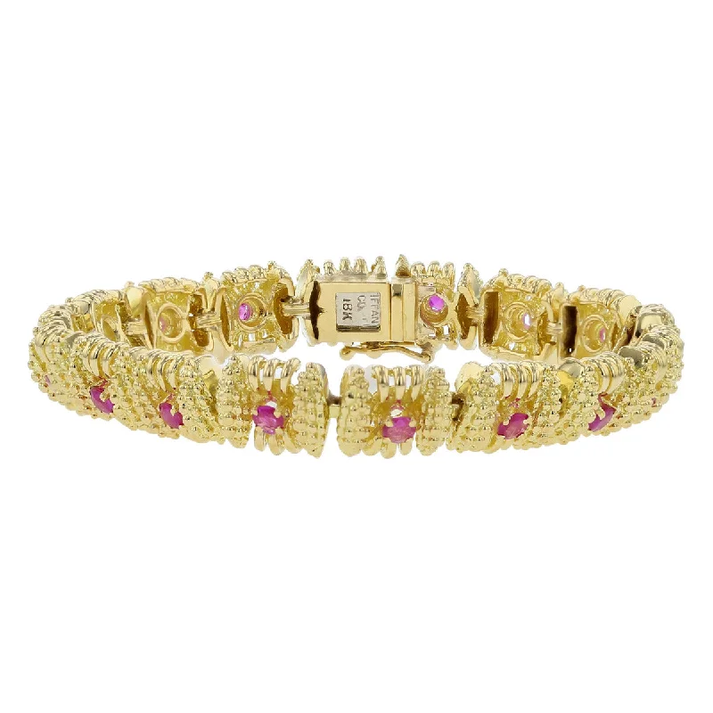 ladies-crystal-rose-gold-bracelets-Tiffany Pink Sapphire Bracelet in 18K Gold