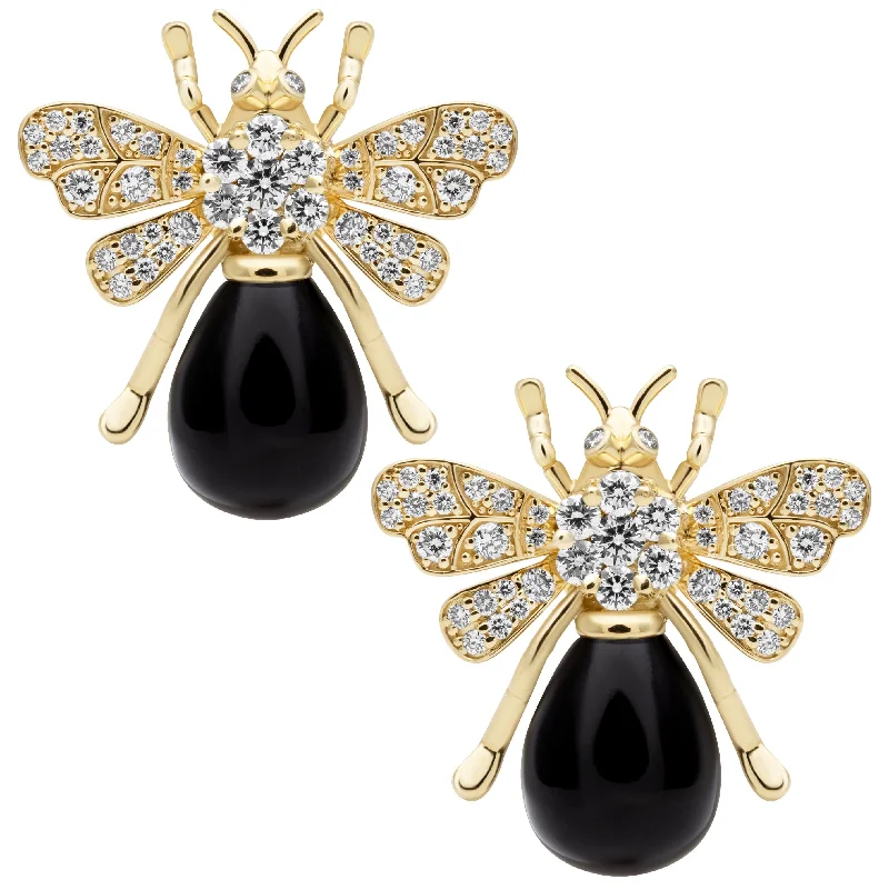 Ladies earrings bowed shine -Earrings - Blackonyx And Diamond