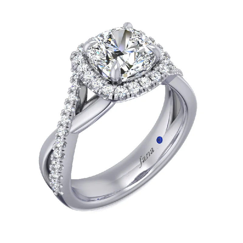 Ladies wedding rings wide romance -Cushion Halo with Diamond and Gold Twist Engagement Ring