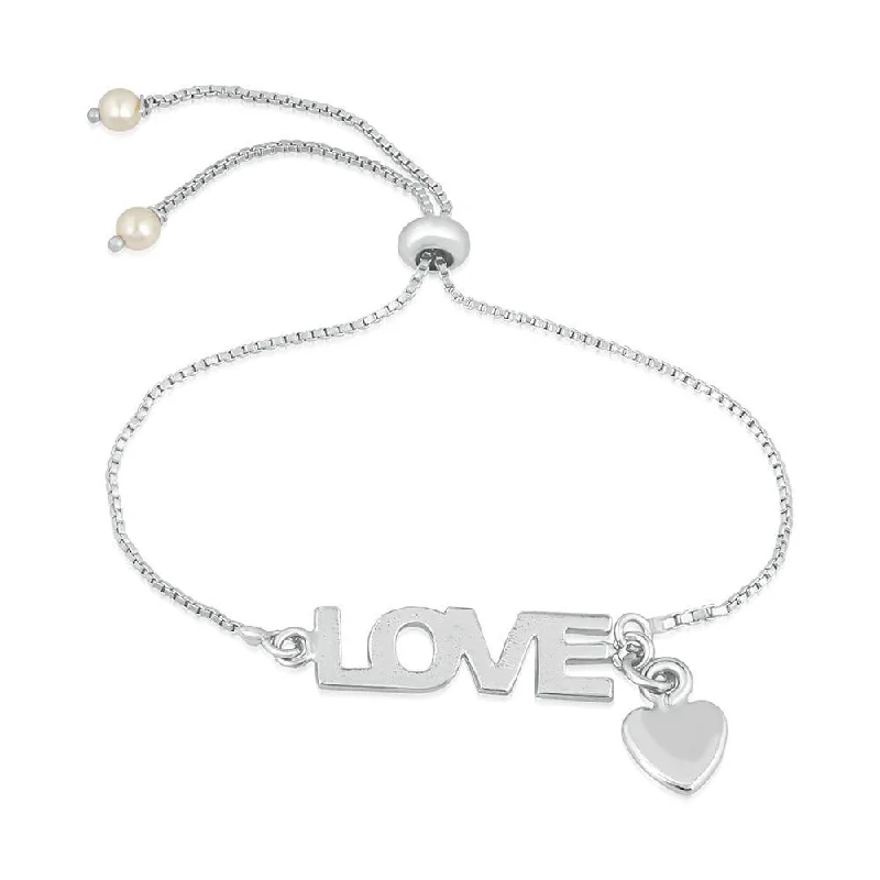 ladies-silver-diamond-bracelets-Mahi Eternal Love White Coloured Adjustable Bracelet