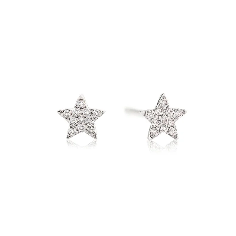 Ladies earrings for crew charm -Mini Diamond Star Earrings