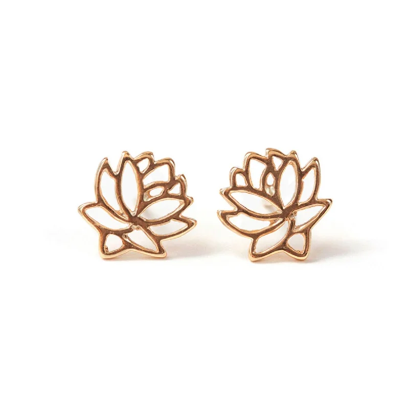 Ladies earrings for spa vibes -Lotus Flower Stud Earrings