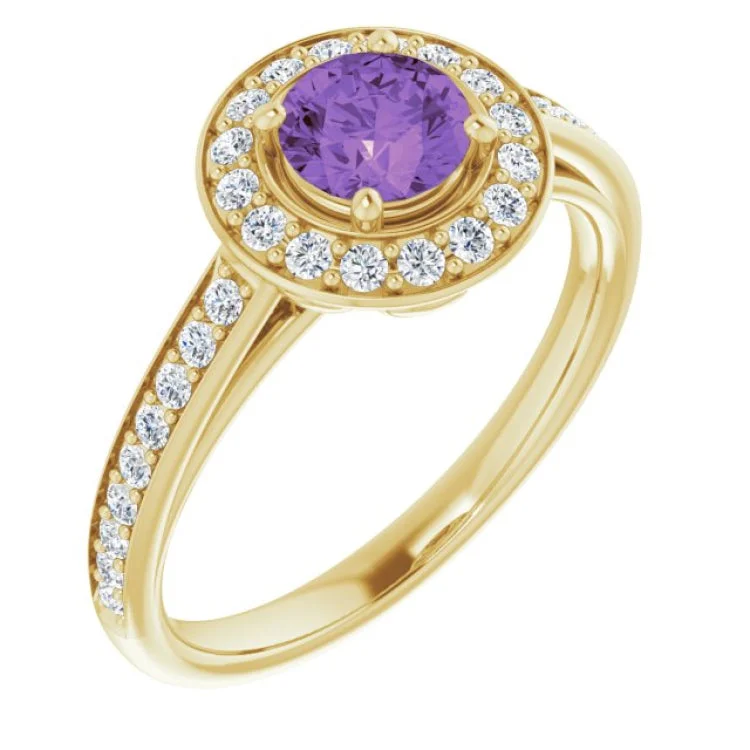 Ladies rings with comet stones -14K Yellow Natural Amethyst & 1/3 CTW Natural Diamond Ring