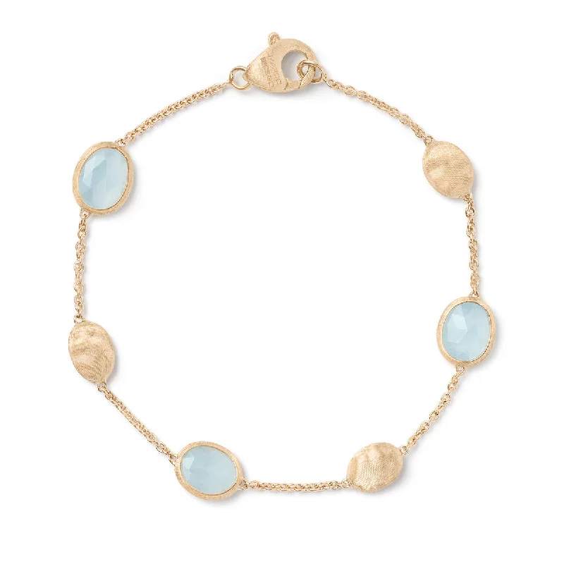 ladies-artisan-wraparound-bracelets-Siviglia Collection 18K Yellow Gold and Aquamarine Bracelet