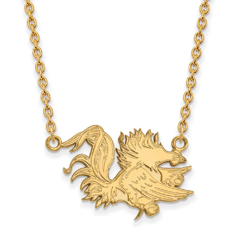 ladies-ethnic-curb-chain-necklaces-14k Gold Plated Silver South Carolina Large Pendant Necklace