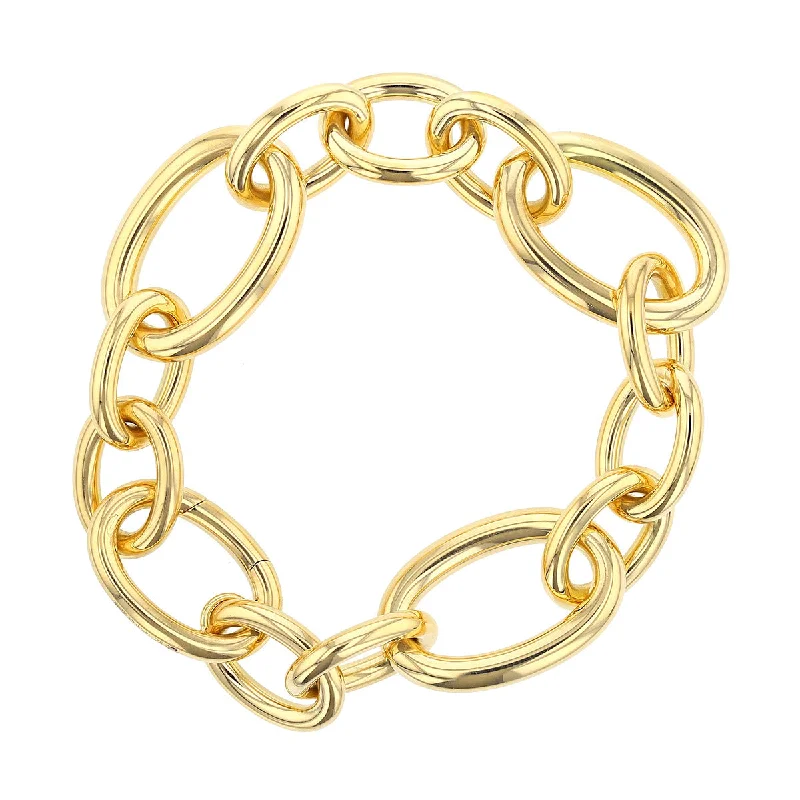 ladies-gemstone-slider-bracelets-18k Yellow Gold Oval and Round Designer Gold Link Bracelet