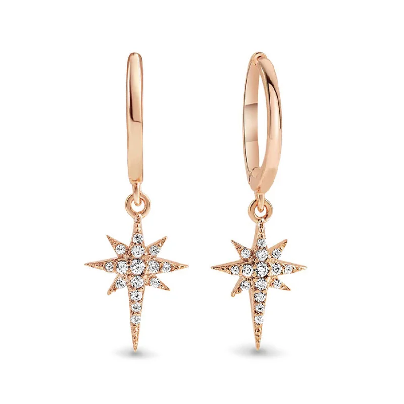 Ladies earrings with dawn opal -Starburst Huggie Earrings