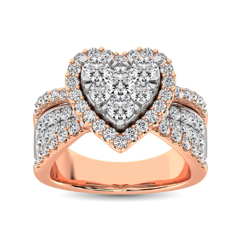 Ladies wedding rings for wedding day charm -Diamond 1 Ct.Tw. Heart Engagement Ring in 14K Two Tone Gold