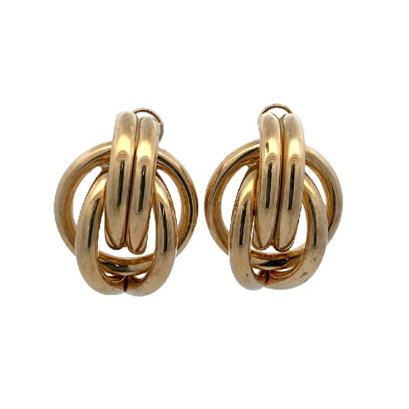 Ladies earrings for glamorous nights -Estate Hollow Tube Earrings in Yellow Gold