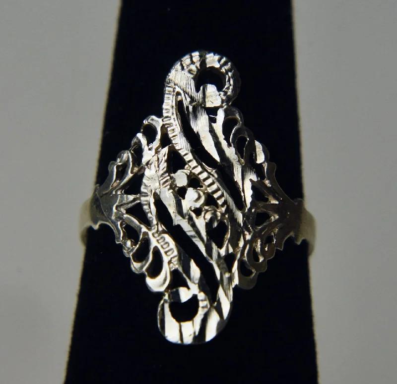 Ladies rings thin elegance -Sterling Silver Pierced Laser Cut Design Ring - Size 7