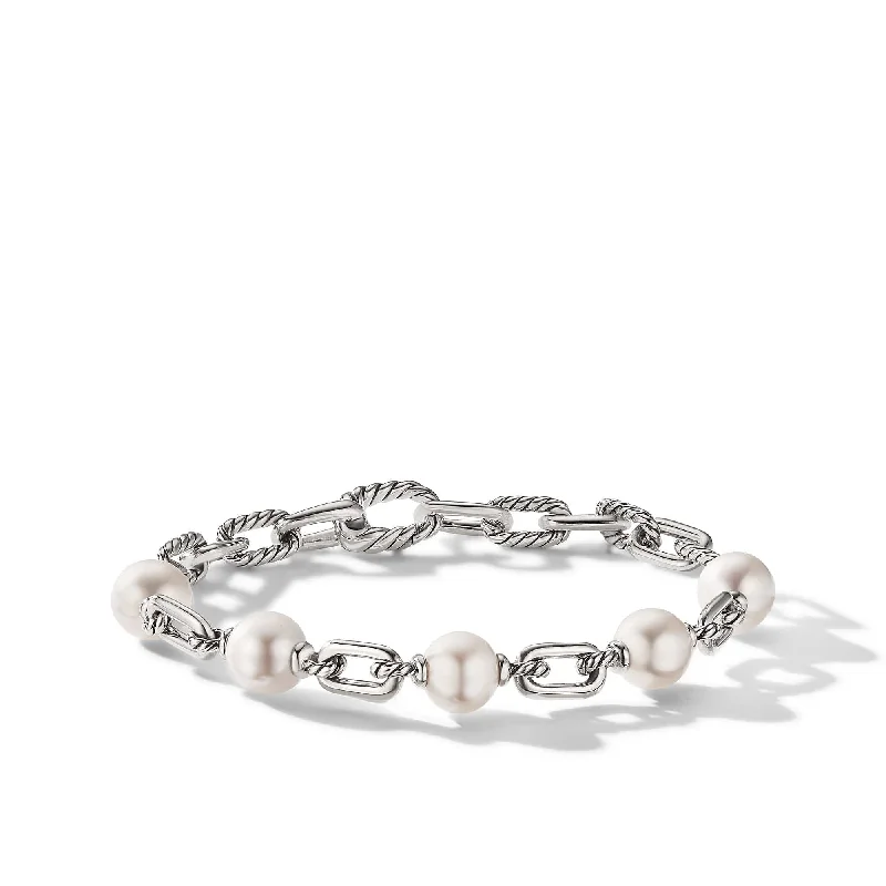 ladies-statement-chain-link-bracelets-DY Madison Pearl Chain Bracelet in Sterling Silver