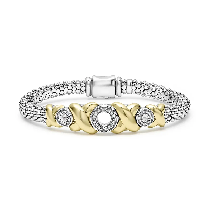 ladies-rustic-wraparound-bracelets-18K Gold XO Diamond Bracelet