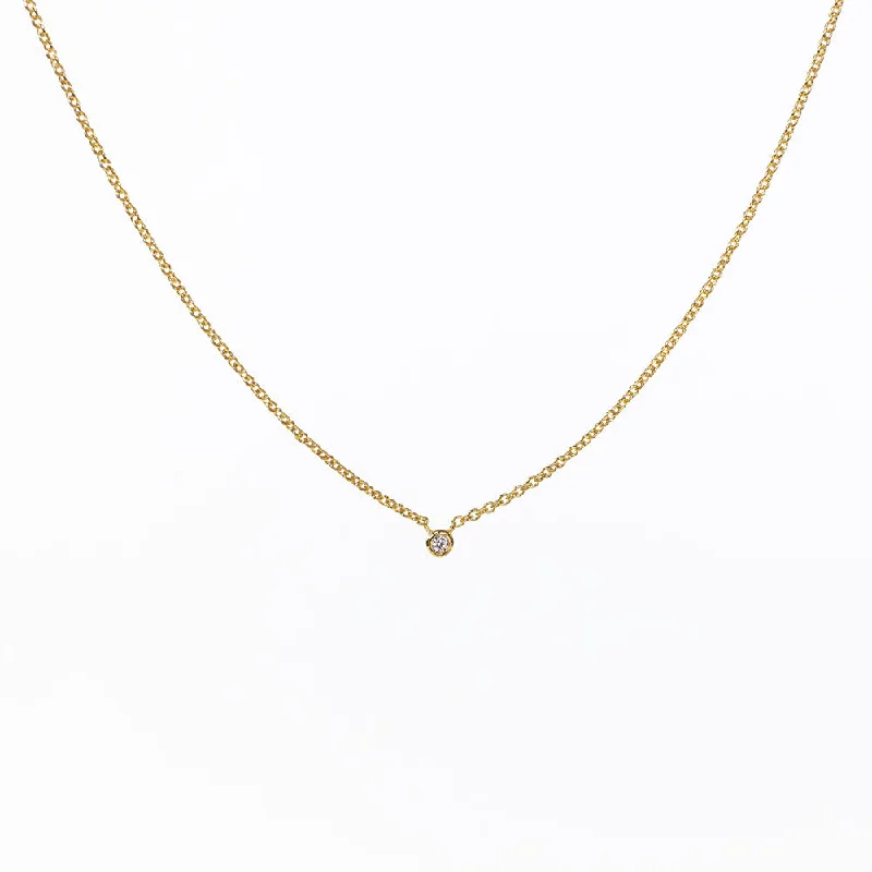 ladies-silver-crystal-necklaces-Tiny Cubic Zirconia Gold Vermeil Solitaire Necklace