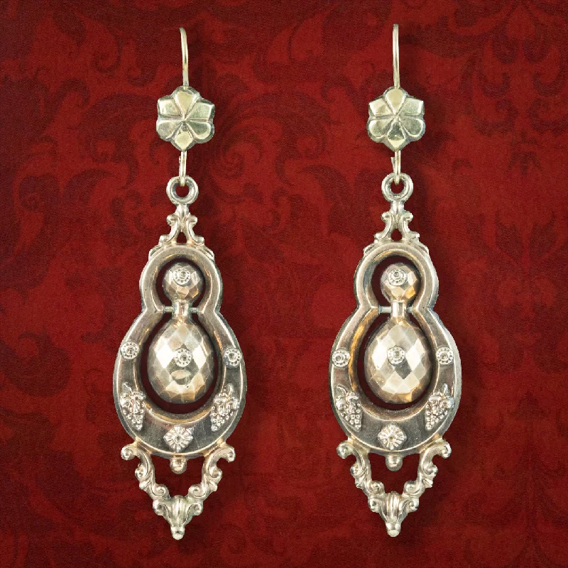 Ladies earrings soft shine -Antique Victorian Drop Earrings 15ct Gold