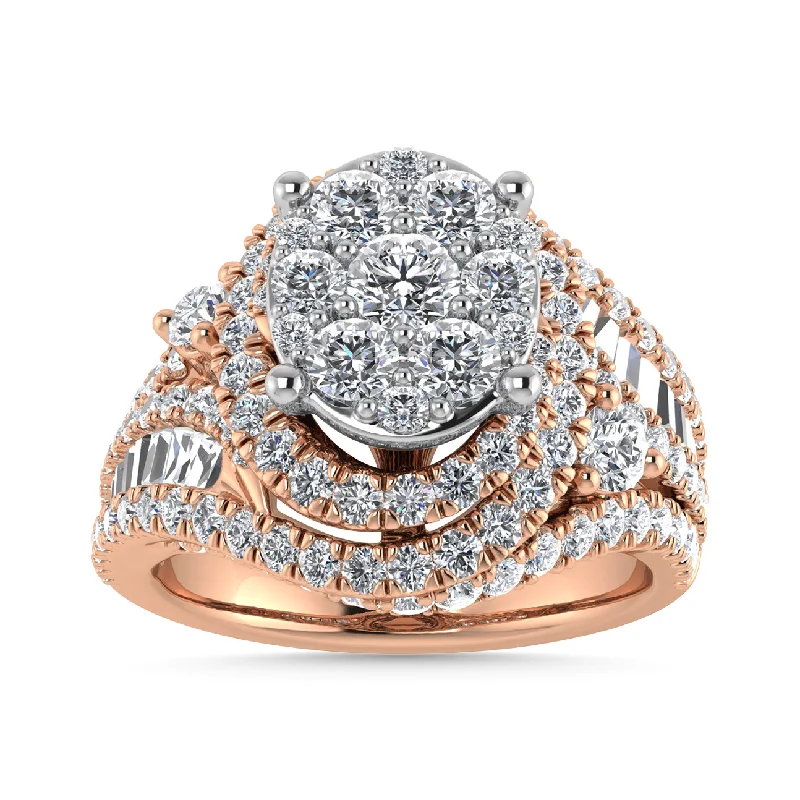 Ladies wedding rings for wild romance -Diamond 1 5/8 Ct.Tw. Engagement Ring in 14K Rose Gold