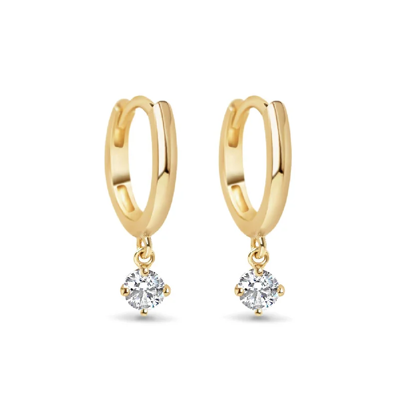 Ladies earrings for cocktail elegance -Pavé Dangle Huggie Earrings