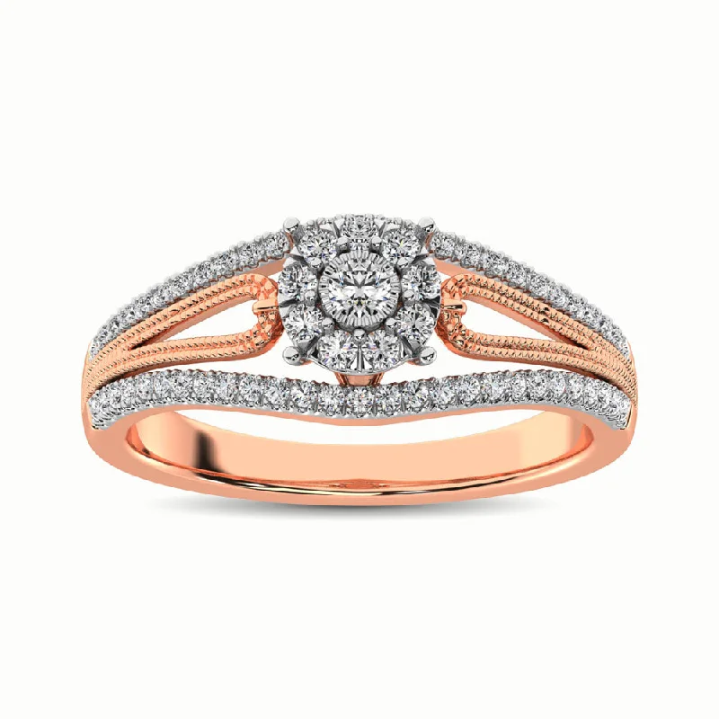 Ladies wedding rings for bridal bliss -10K Rose Gold 1/3 Ct.Tw. Diamond Engagement Ring