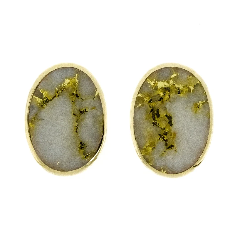 Ladies earrings for innovator vibes -Quartz Solitaire Gemstone Earrings in 14K Yellow Gold