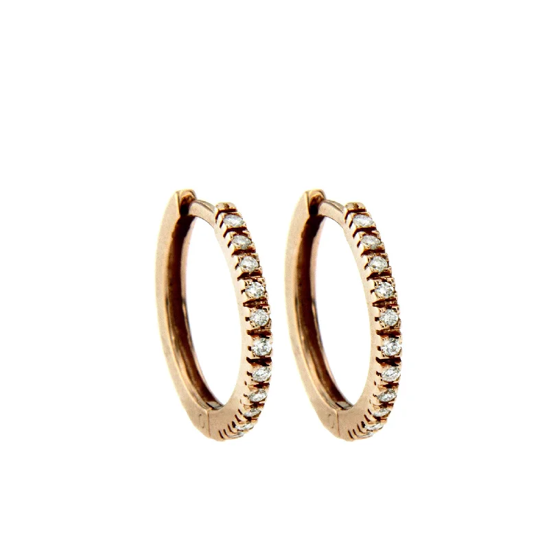 Ladies earrings with crescent drops -Gold Diamond mini Hoop Earrings