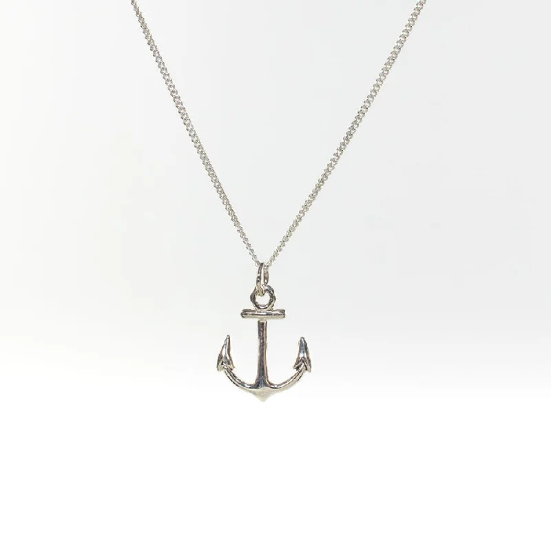 ladies-gemstone-figaro-chain-necklaces-Silver Havana Anchor Necklace