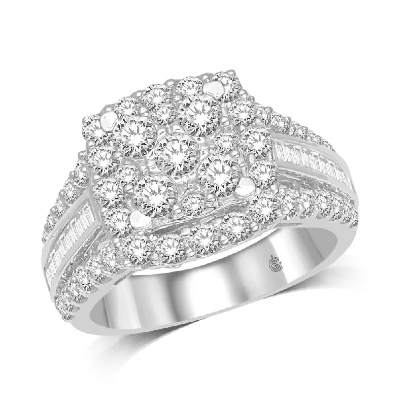 Ladies wedding rings multi-band designs -10K White Gold 2Ct Diamond Engagement Ring