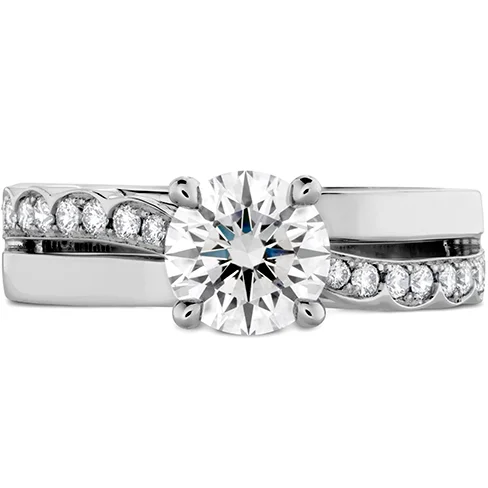 Ladies wedding rings for cafe ceremonies -Hearts On Fire Lorelei Single Cross Over Diamond Engagement Ring