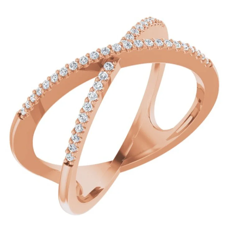 Ladies rings cool elegance -14K Rose 1/6 CTW Natural Diamond Criss-Cross Ring