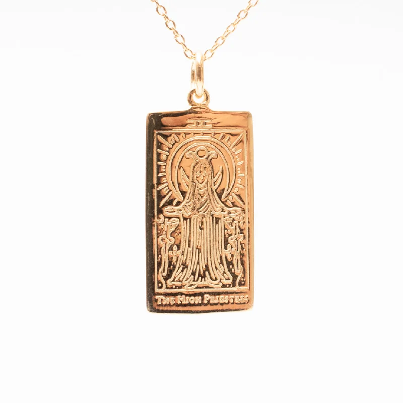 ladies-bohemian-y-drop-necklaces-The High Priestess Tarot Card Necklace