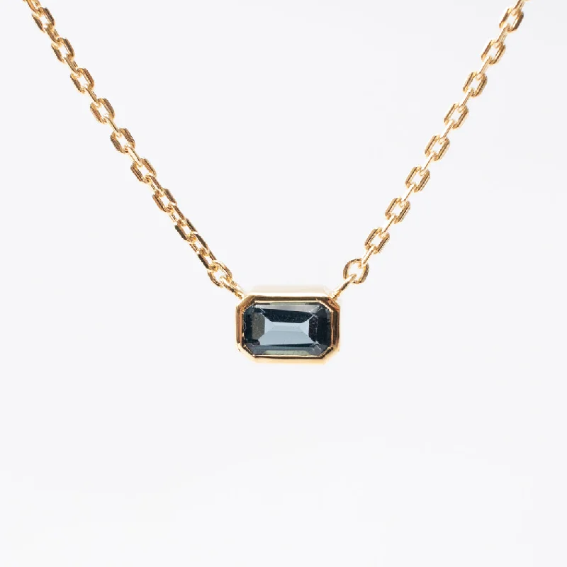 ladies-silver-pearl-necklaces-Gold Vermeil Octagon Shaped Blue Topaz Necklace