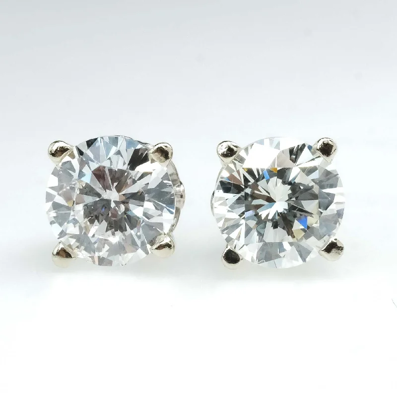 Ladies earrings for outing vibes -2.00ctw Round Diamond Solitaire Stud Earrings in 14K White Gold