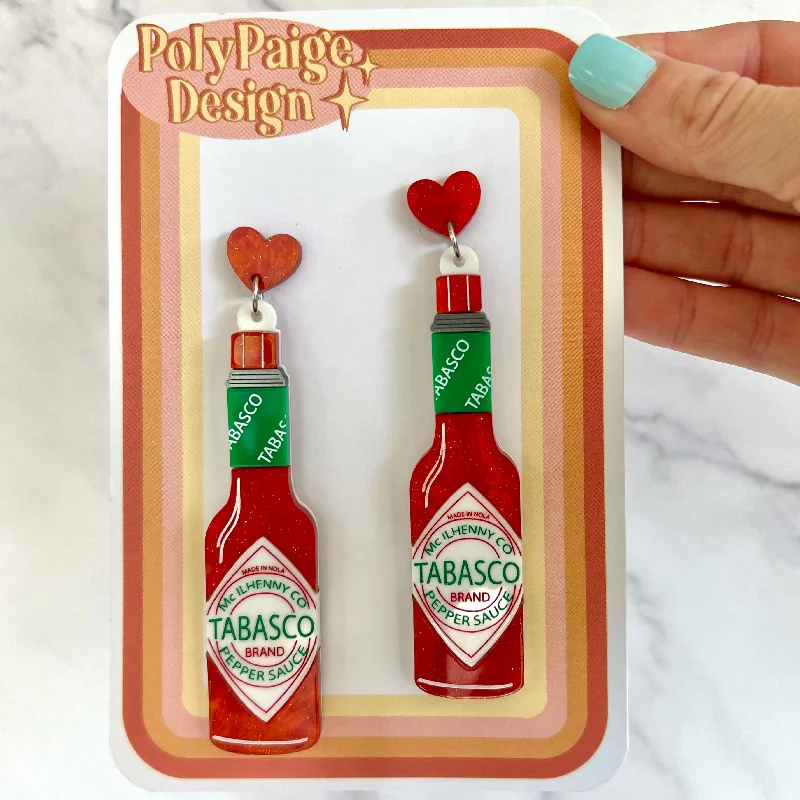 Ladies earrings rugged shine -Hot Sauce Earrings